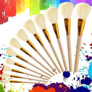 Bvew Art – Ensemble de 12 <span class=keywords><strong>pinceaux</strong></span> à dorure polyvalents, poils doux en acrylique, manche en bois, pour peinture, aquarelle, artisanat, feuille d'or - Product Image 1