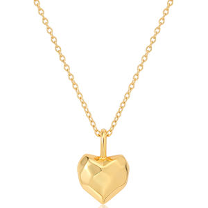 <strong>Fashionable</strong> and Versatile Brass Plated With 18k Gold&amp;Platinum Multi-Faceted Heart Pendant <strong>Necklace</strong> Women's Jewelry Wholesale - Product Image 1
