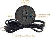 Toptan 20W 80mm Masaüstü Priz Soketi, Ofis Çalışma İstasyonları için USB C ve Çift USB A Girişli