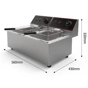 6L + 6L Dual Tank Tafel Top Elektrische Friteuses Keuken Koekenpan Apparatuur Voor Henny Penny Kfc Kip Dubbele Tank machine