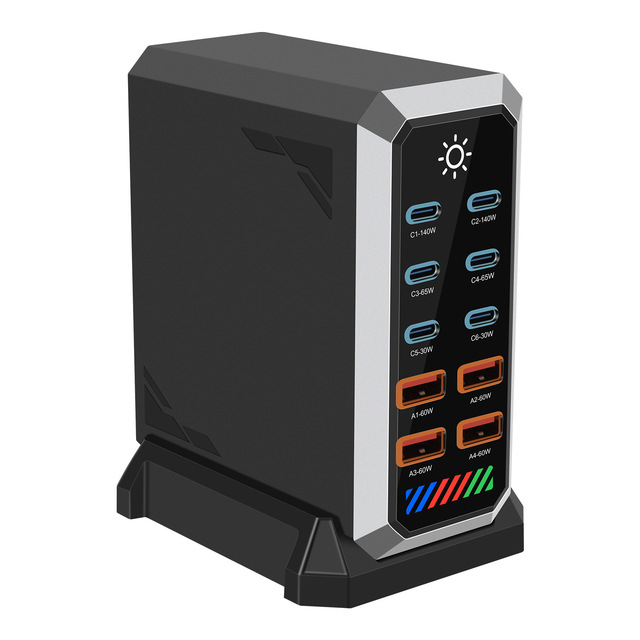 660W GaN Charging Station Desktop Multi-port USB Charger Digital Display PD3.1 Fast Charge for Laptop MacBook Pro iPhone Samsung