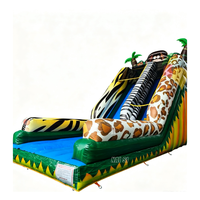 Château gonflable singe de la jungle, grand toboggan safari, animaux sauvages, structure gonflable pour enfants
