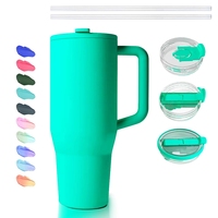 Gobelet isotherme réutilisable personnalisé de 40 oz avec poignée et paille rabattable, tasse isotherme anti-fuite, bouteille d'eau isolée
