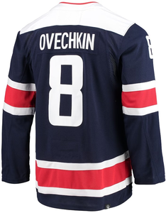 Dos homens 8 Alexander Ovechkin 77 T.J. Oshie Top Quality EUA América Costurado Hóquei No Gelo Jerseys - Product Image 2