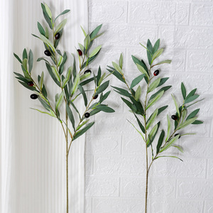 LO-131 <span class=keywords><strong>Tige</strong></span> d'<span class=keywords><strong>olivier</strong></span> artificielle en soie légère à 3 fourches avec fruits pour décorations de mariage à la maison et d'événements en gros - Product Image 3