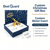 Boîte d'emballage rigide à double porte personnalisée Best Guard pour Noël, impression Père Noël, ruban satiné, finition verte