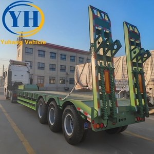 Remorque surbaissée à trois essieux de bonne qualité, 50 tonnes, à <span class=keywords><strong>vendre</strong></span> |   Essieu de marque Fuwa, réputé |   Fournisseur de remorques à plateau semi-remorque à 3 essieux - Product Image 1