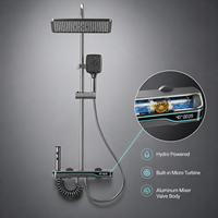 Ensemble de douche thermostatique mural gris anthracite de haute qualité avec affichage numérique LED intelligent et finition chromée polie