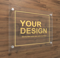 Plaque de porte personnalisée sur mesure en acrylique transparent avec matériel de fixation pour l'identification de la marque sur les murs de salons et cafés