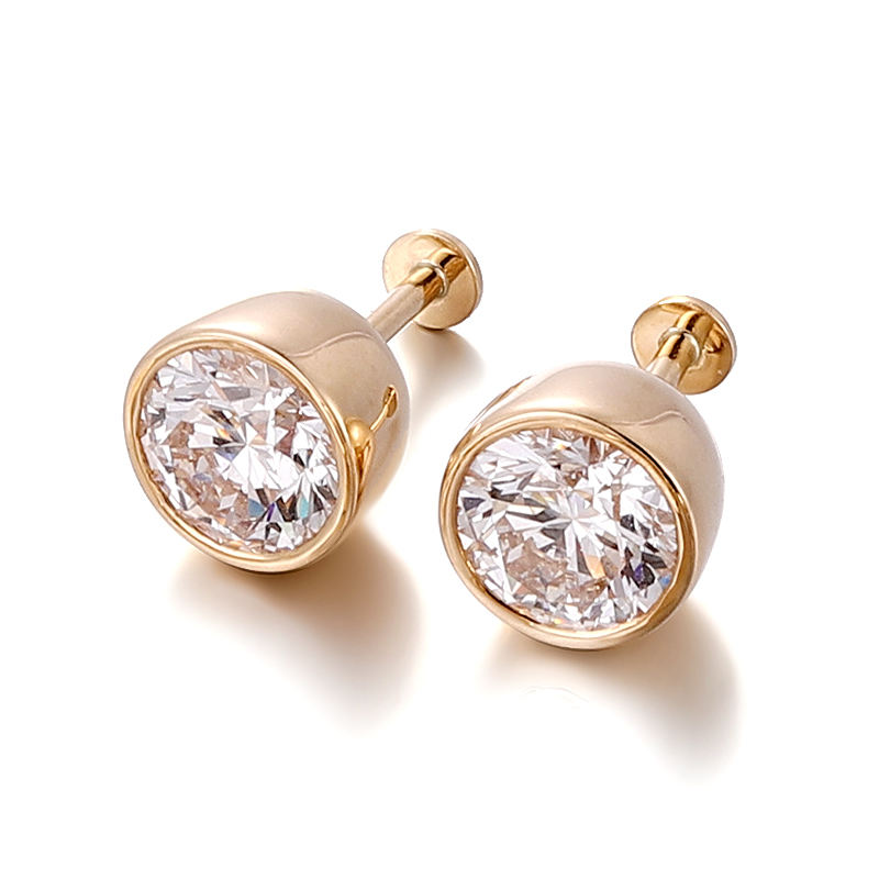 Boucles d'oreilles en or jaune 10 carats avec diamants de laboratoire