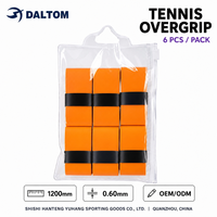 Surgrip de tennis ultra-adhésif pour raquette de badminton, double face, doux, absorbant la transpiration, lot de 6, orange, usine OEM