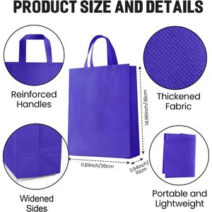Sacs fourre-tout réutilisables en non-tissé, lot de 6, 11,81x14,96x3,94 po, avec logo personnalisé pour les achats professionnels - Product Image 2