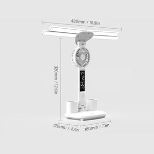 โคมไฟตั้งโต๊ะ LED ป้องกันดวงตา พับได้ พร้อมพัดลมสำหรับการเรียนรู้ในหอพักนักเรียน โคมไฟตั้งโต๊ะอัจฉริยะ - Product Image 2