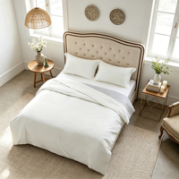 Draps de lit HONI 400TC, housses de couette avec motif rayé, matériau épais et robuste, respirant, durable, literie pour toutes les saisons