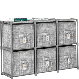 Công Suất Lớn Kim Loại <span class=keywords><strong>Cube</strong></span> Lưu Trữ Organizer Với 6 In Thùng Nhãn Sợi Tủ Tổ Chức Cho Tủ Quần Áo Phòng Khách Ký túc xá - Product Image 1
