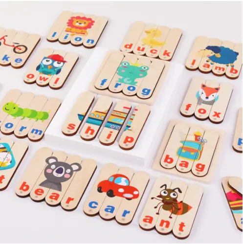 Amazon sells children's wooden pre-school education English letter matching educational toys