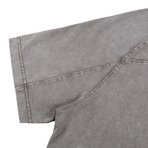 เสื้อยืดฮิปฮอปทรงโอเวอร์ไซส์สไตล์วินเทจแบบต่อผ้า แขนสั้น ผ้าคอตตอน 100% หนัก 285 กรัม สำหรับผู้ชาย ล้างสีแบบแอซิดวอช - Product Image 3