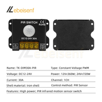 Nouveau commutateur PIR DC 12V 24V 30A PWM contrôleur de détection de mouvement haute puissance temps de retard réglable pour capteur marche/arrêt de lumière de bande LED