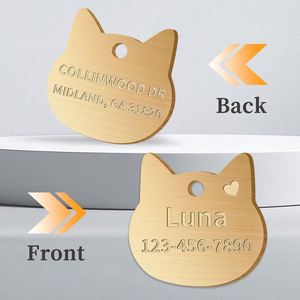 Plaques d'identification personnalisées en laiton massif pour chiens et chats, gravées en profondeur, forme d'os - Durables et résistantes à la rouille - Product Image 4