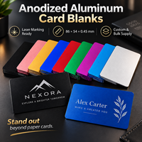 Cartes en aluminium anodisé en gros, 86x54mm, épaisseur 0,45mm, 8 couleurs, gravure laser pour badges de récompense et badges nominatifs, 100 pièces/paquet