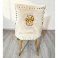 Chaise de salle à manger contemporaine robuste avec pieds en acier inoxydable doré, style loisir, forme lion, rembourrée, élégante, vente en gros