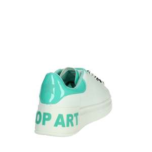 Baskets tendance en toile pour femme, style plateforme, blanc et turquoise - Product Image 3