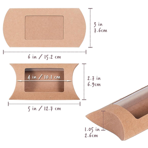 Boîte à coussin en papier bon marché, emballage <span class=keywords><strong>cadeau</strong></span>, boîtes pliables pour friandises avec fenêtre transparente, boîte à coussin en papier kraft - Product Image 2