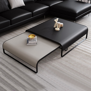 Foshan Factory Price Wholesale Modern Metal Table Leather Top OEM Cheap Indian Carving Coffee Table Living Room Furniture