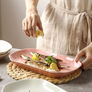 Japanese Floral Wind Pattern 12inch <b>Ceramic</b> Fish Dish Underglaze Painted Dinner <b>Plate</b> Hotel Restaurant Home Tableware - Product Image 2
