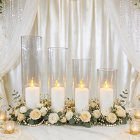 Vase cylindrique en verre transparent pour centre de table de mariage, porte-bougie pour la décoration d'événements et de fêtes