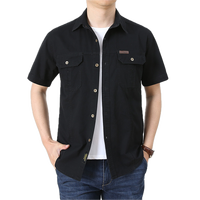 Chemise décontractée pour homme de haute qualité, à manches courtes, 100% coton satiné, anti-boulochage, col rabattu à bouton unique, style safari extérieur