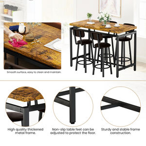 American retro <b>bar</b>, milk tea shop, coffee shop <b>bar</b> <b>table</b> and chair set, casual <b>bar</b> <b>table</b> with backrest <b>bar</b> stool - Product Image 2