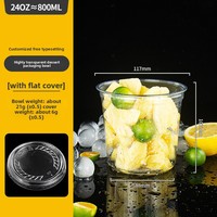 Bol en plastique PET jetable de 117 mm de diamètre, 24 oz, avec couvercle, logo personnalisé pour les stands de lait et les fêtes