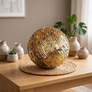 Medium Foil <b>Sequin</b> Decorative Ball Handmade Holiday Tabletop Ornament for Home Office Hotel Factory - Product Image 3