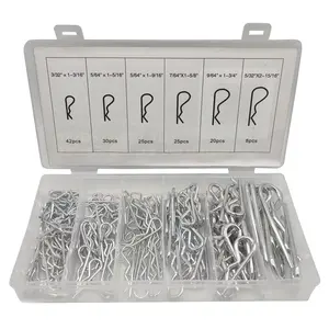 ZM 0685 150pcs Hitch R Pin Clip Assortment Kit Tool Steel R Type Spring Cotter Pin Wave Shape Split Clip Clamp Hair Tractor Pin