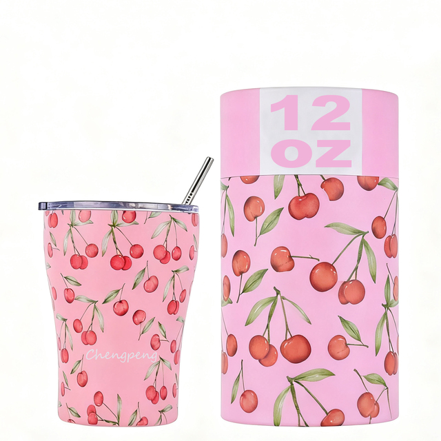 Personalized 12oz Reusable Stainless Steel Tumbler Straw Vacuum Insulated Leakproof BPA Free Custom Hot Cold Camping Coffee Mug