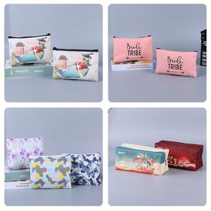 Sac cosmétique en toile personnalisé Yuze, grande capacité, fermeture éclair épaisse, impression numérique, étui de rangement pour maquillage, trousse à crayons, emballage général - Product Image 2