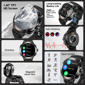 นาฬิกาอัจฉริยะ D13 สำหรับผู้ชาย 2-in-1 หูฟังไร้สาย TWS รองรับการโทรผ่านบลูทูธ เล่นเพลง NFC วัดอัตราการเต้นของหัวใจ ตรวจจับการนอนหลับ นาฬิกาออกกำลังกาย - Product Image 5