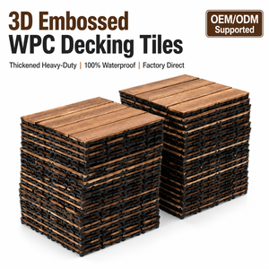 Modern Square <b>Interlocking</b> Smooth Outdoor Deck <b>Tiles</b> PVC Wood Grain 3D Embossed Waterproof Anti-Slip Patio Flooring - Product Image 1