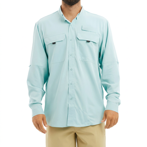 Camisa de Pesca Personalizada al por Mayor, Camisa de Protección Solar para Exteriores, de Secado Rápido, Manga Larga, con Botones y Bolsillos - Product Image 1