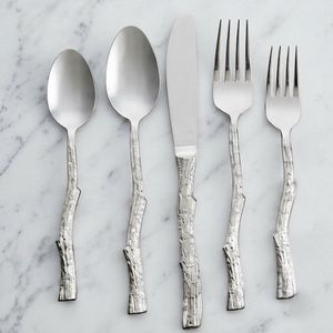 Juego de cubiertos de metal estilo nórdico con acabado mate, apto para lavavajillas, para bodas y uso en la comedor. - Product Image 1