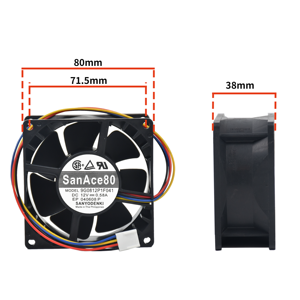 พัดลมระบายความร้อนแบบแกน Sanyo Denki รุ่น 9G0812P1F041 ขนาด 80x80x38 มม. 12V PWM อายุการใช้งานยาวนาน พร้อมลูกปืนคู่ สำหรับเซิร์ฟเวอร์และการระบายความร้อนในอุตสาหกรรม - Product Image 3