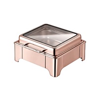 Liantong Fabrik Liefert Elektrischen Roségold Quadratischen Edelstahl Speisenwärmer 6 Liter Chafing Dish für Hotel-Buffet