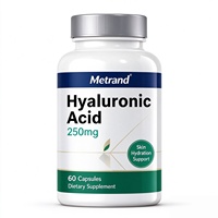 Capsules d'acide hyaluronique Metrand 250 mg, 60 capsules, complément alimentaire pour l'hydratation de la peau