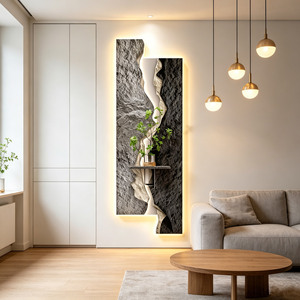 3D Sandstone <strong>Wall</strong> Mural with LED Light and Vase Sandstone <strong>Wall</strong> Art Painting Luxury Luminous <strong>Wall</strong> <strong>Hanging</strong> <strong>Decor</strong> for Living Room - Product Image 1