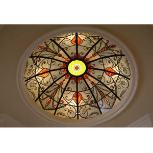 Domo de cristal pintado a mano con patrones personalizados para pasillo, cúpula de techo con diseño de fábrica de vidrio pintado a mano - Product Image 4