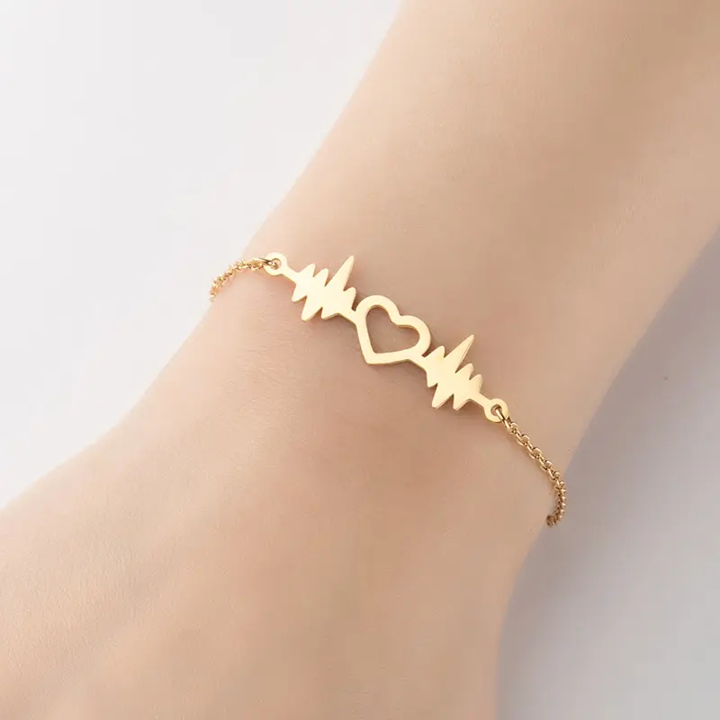 Braccialetto con lettera in acciaio inossidabile regolabile in oro 18 carati di alta qualità, gioielli con bracciale a catena moda donna per regalo