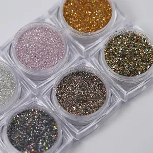 Hndo fabricante kits de recém-chegado, conjunto brilhante de 6 cores misturadas lantejoulas e glitter para arte em unhas de animais de estimação