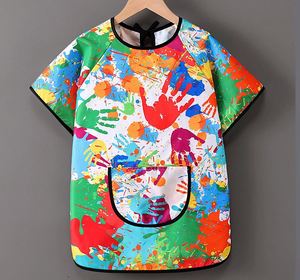 Tablier de dessin en coton imperméable à manches longues pour enfants, avec impression de logo personnalisé, bavoir de repas pour bébé, protection pour enfants - Product Image 1