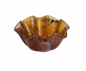 Compre un tazón decorativo de resina multicolor con borde ondulado, un tazón moderno para servir frutas, bocadillos, dulces y decoración de mesa para el hogar. - Product Image 2